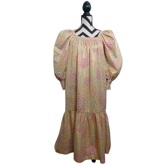 Mr. Larkin Pastel Ethereal Fairy Coquette Metallic Ode Sz S Midi Dress - Picture 9 of 15